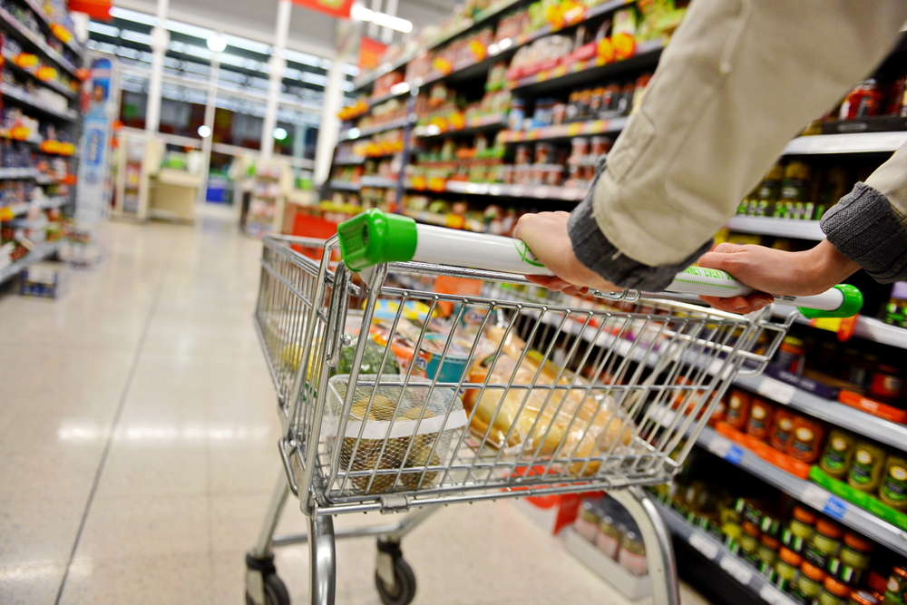 Shopping Trolley In A Supermarket